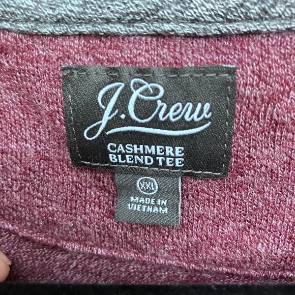 J. Crew Shirt Sz XXL Cashmere Blent Tee Red Burgandy Soft Long Sleeve Casual - Picture 7 of 10